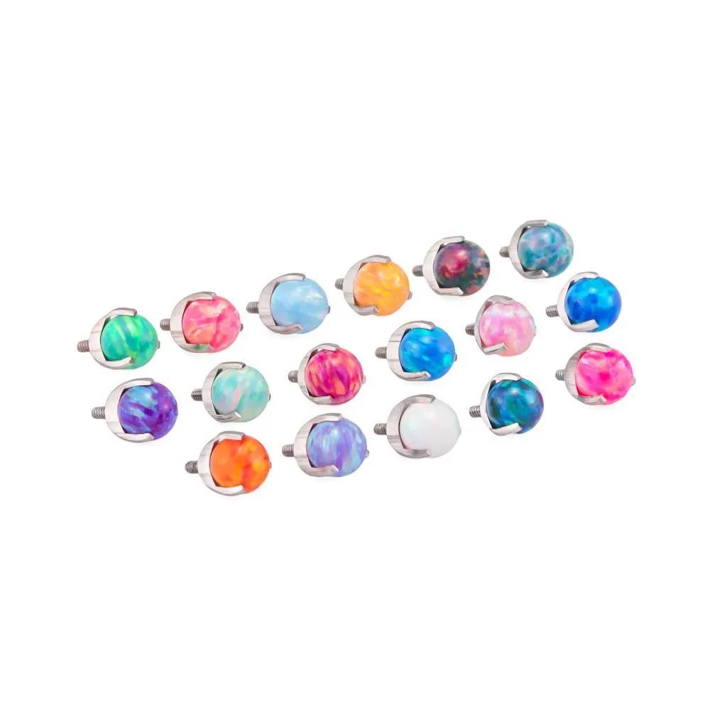 14g-12g Internally Threaded 4mm Prong-Set Opal Ball - Price Per 1