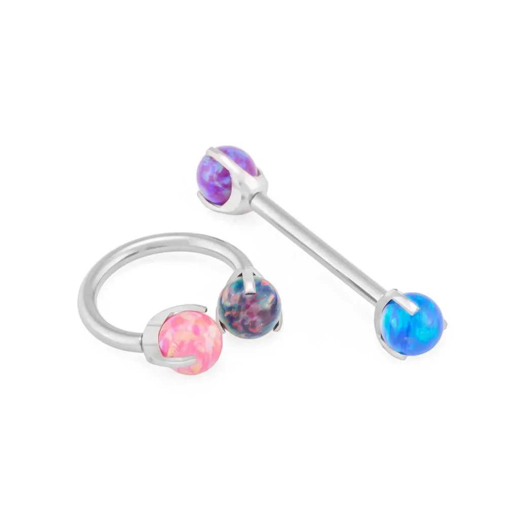 14g-12g Internally Threaded 4mm Prong-Set Opal Ball - Price Per 1