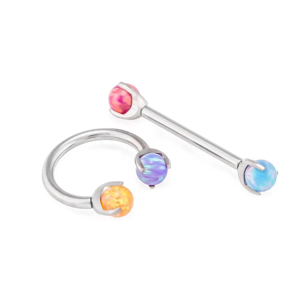 14g-12g Internally Threaded 4mm Prong-Set Opal Ball - Price Per 1