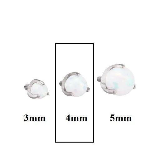 14g-12g Internally Threaded 4mm Prong-Set Opal Ball - Price Per 1