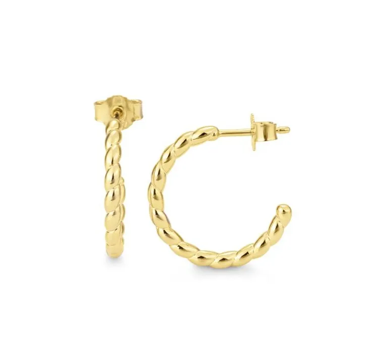 14k Gold Twisted Hoop Earrings