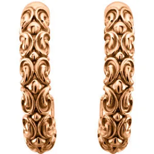 14K Rose 20x4.1mm Sculptural-Inspired Half-Hoop Earrings