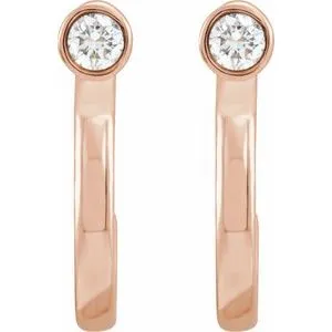 14K Rose Gold 0.06 CTW Natural Diamond Huggie J-Hoop Earring