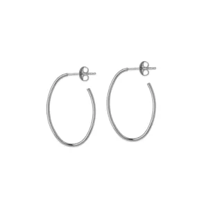 14K Small Thin Oval Post Hoop Earrings