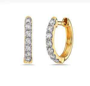 14k Yellow Gold Diamond Huggie Hoop Earrings (I6497)