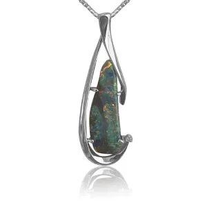 14kt White Gold Boulder Opal pendant