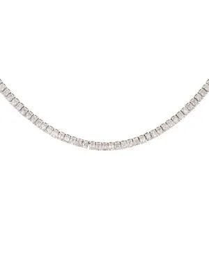 15.50ct Diamond 14K Gold Emerald Cut Tennis Necklace