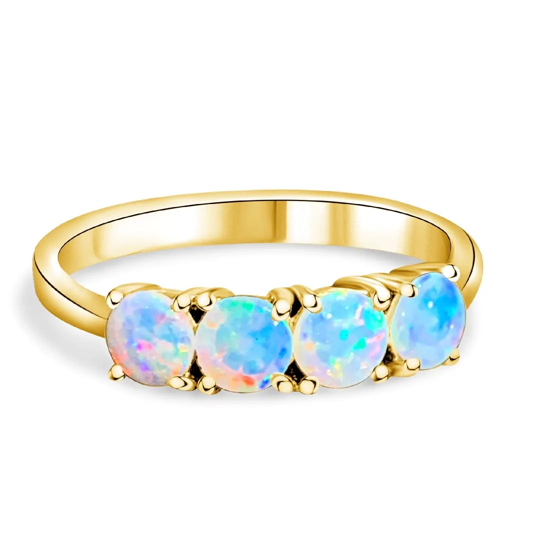 18kt Yellow Gold eternity ring with 5 Crystal Opals