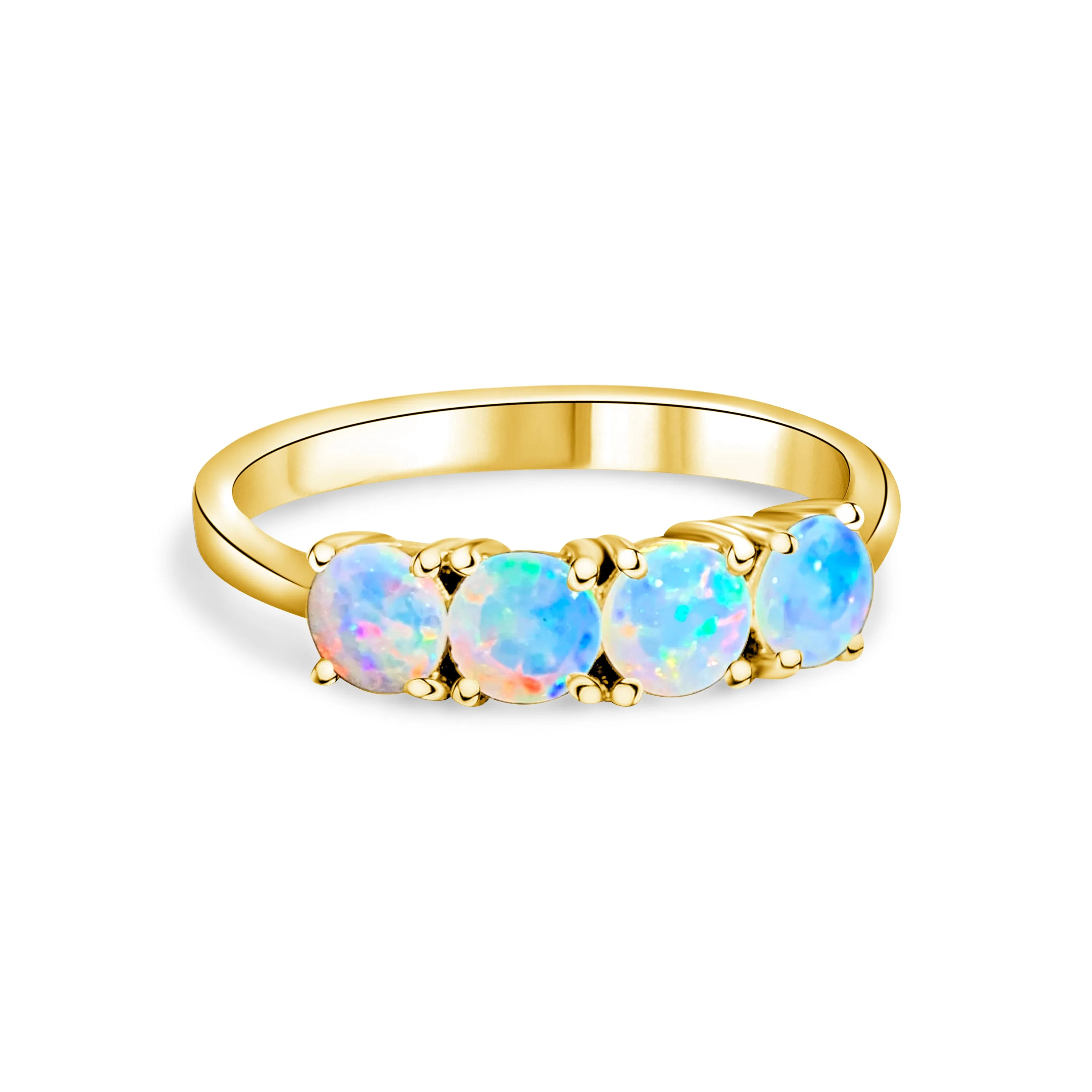 18kt Yellow Gold eternity ring with 5 Crystal Opals