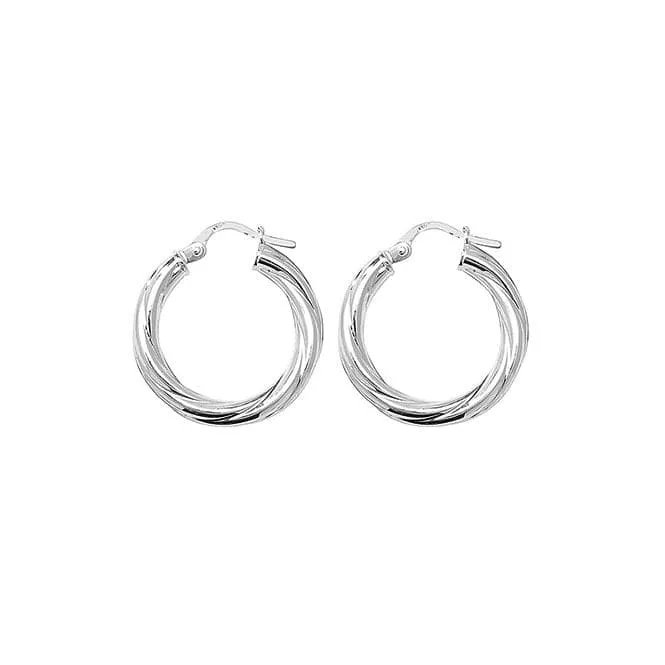 Acotis Silver Hoop Earrings Twisted G5970