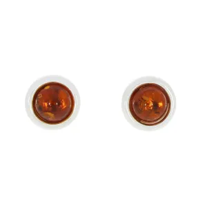 Amber Sterling Silver Ladies Stud Earrings