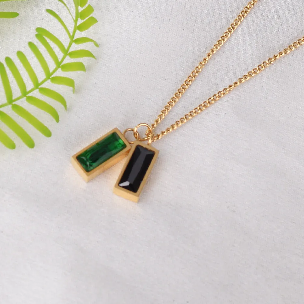 Black Green Stone Necklace