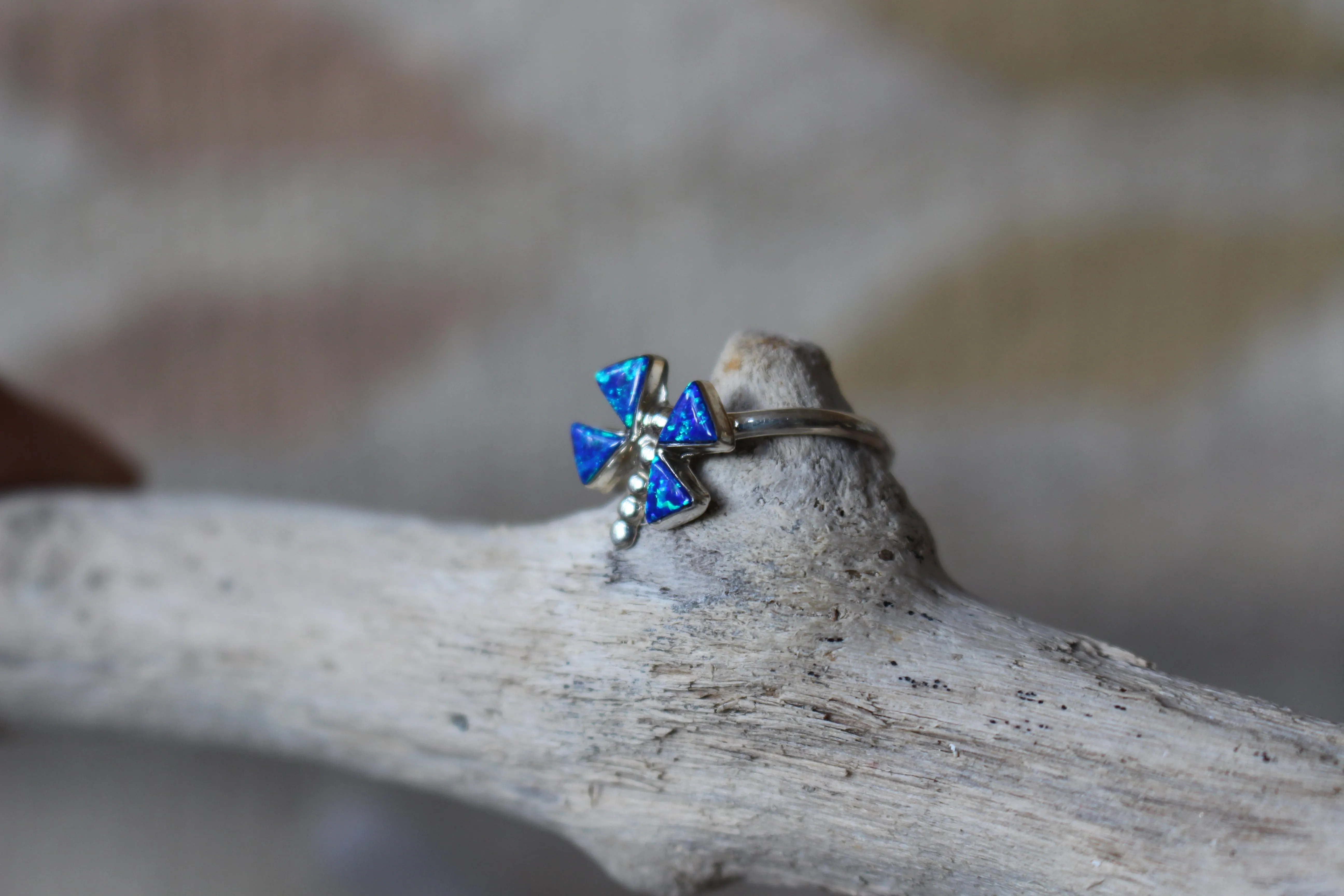 Blue Opal Dragonfly Ring