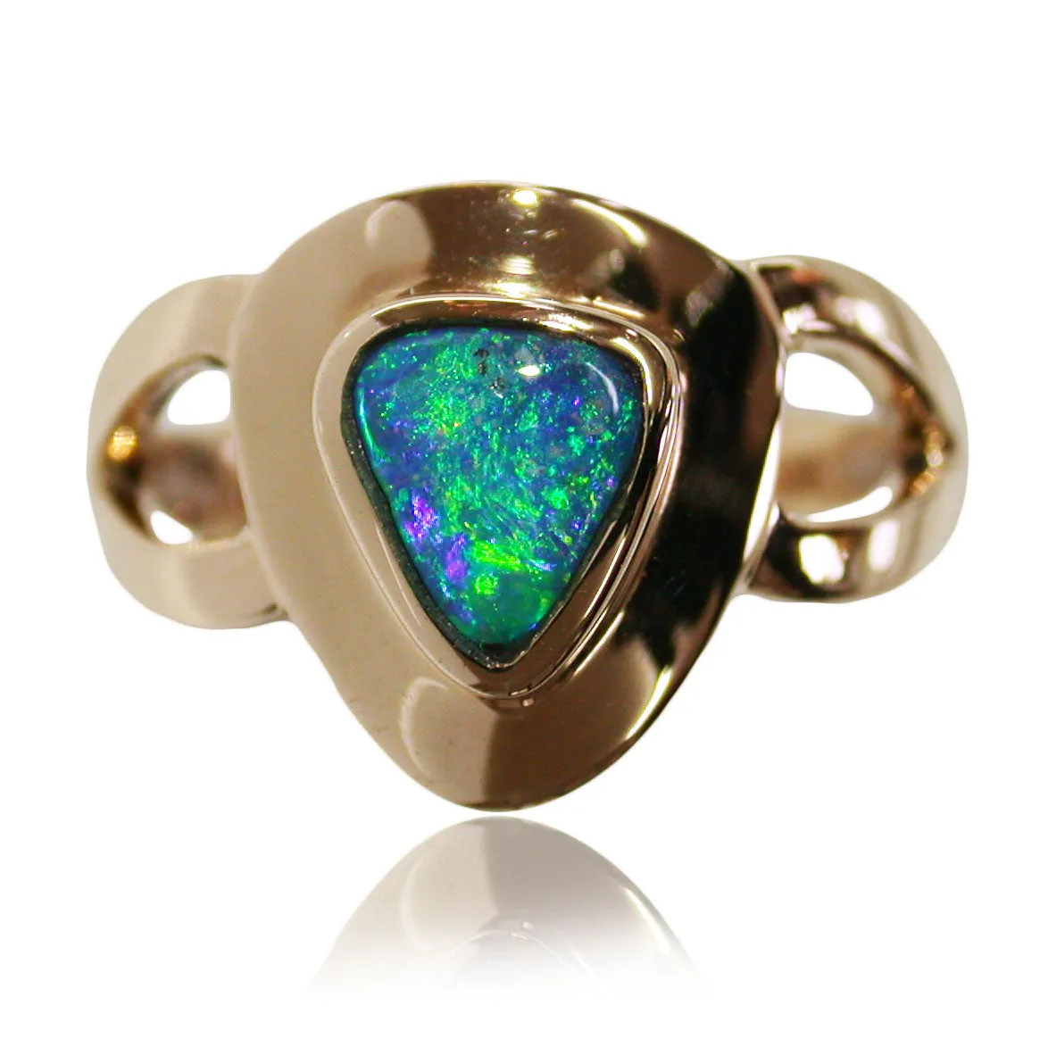 Bright Green Blue 18k Ring