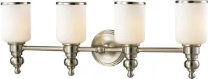 Bristol Way 4 Light Vanity In Brushed Nickel and Opal White Glass