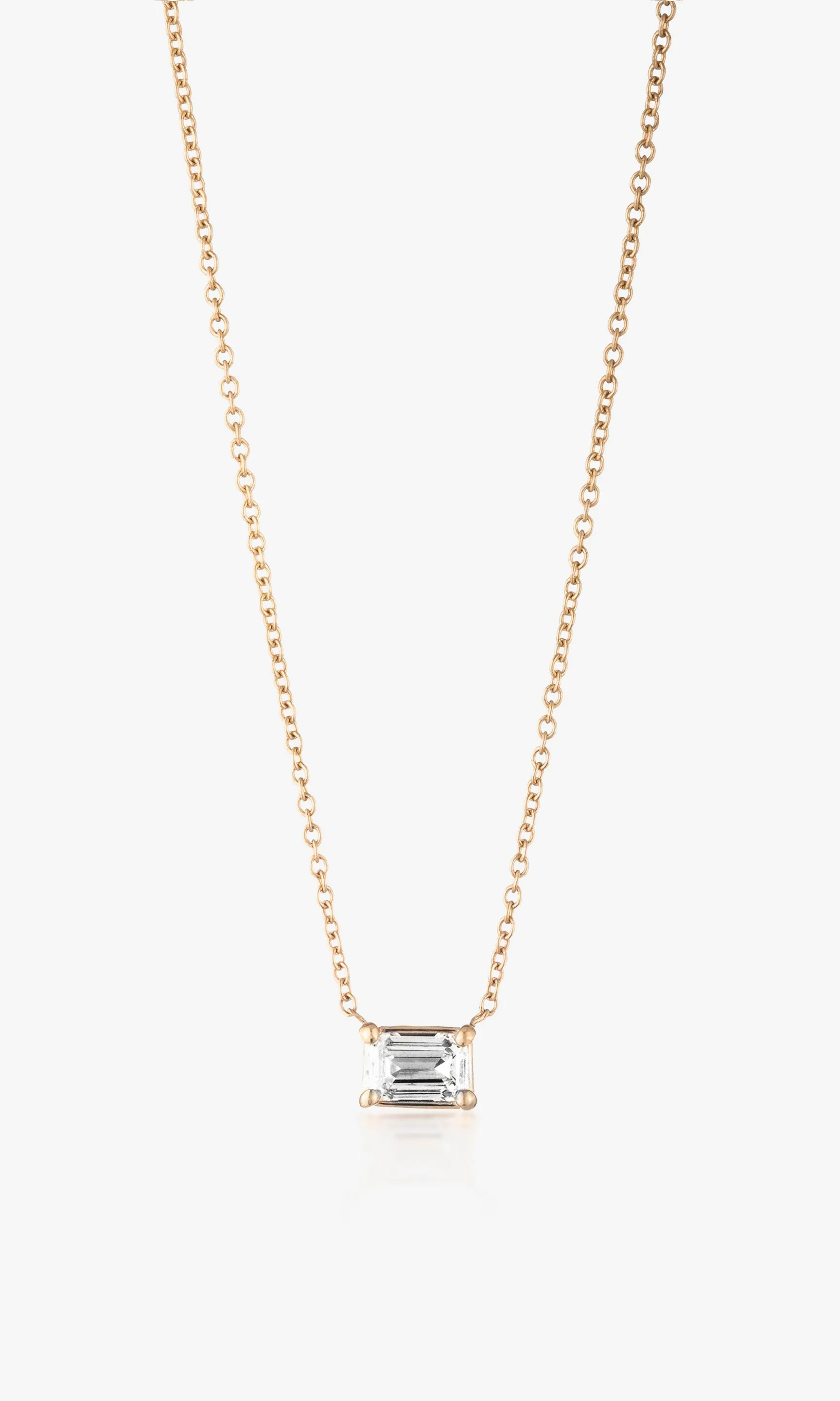 CHERIE EMERALD CUT EAST WEST PENDANT .51 Carat