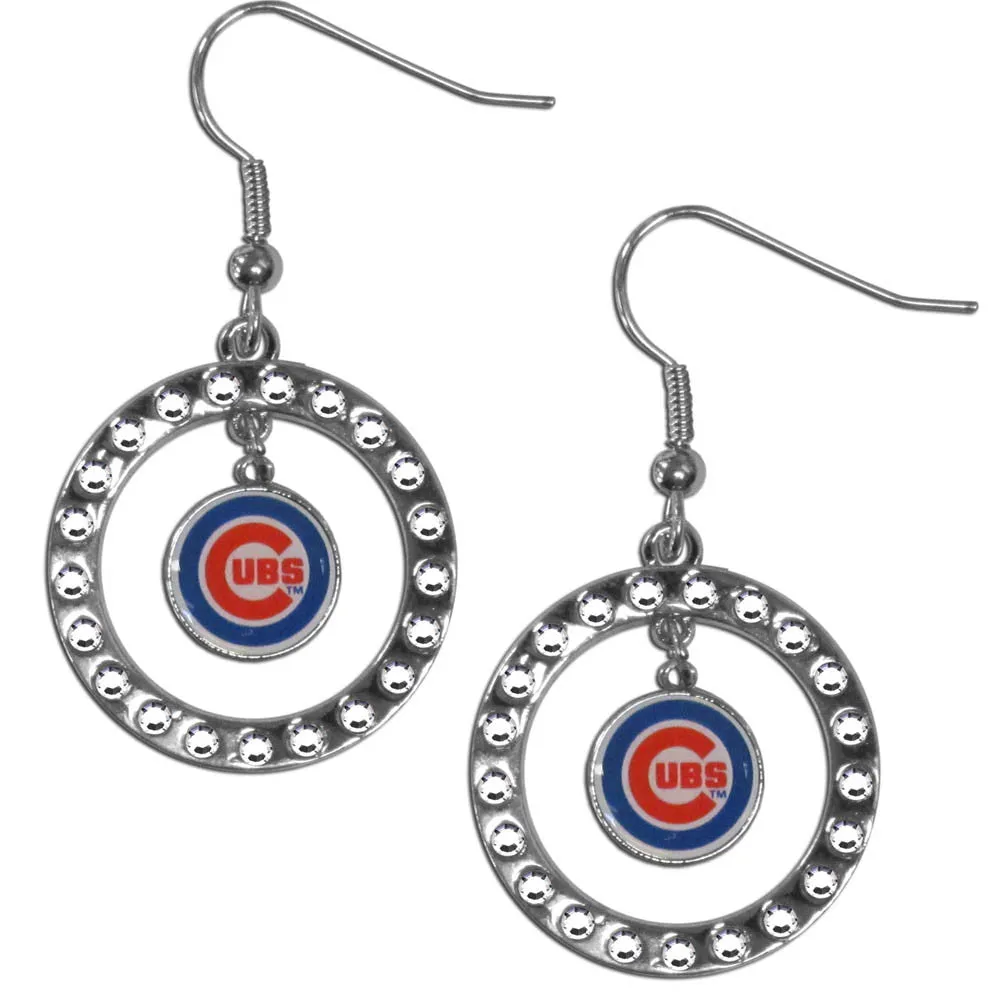 Chicago Cubs Rhinestone Hoop Earrings