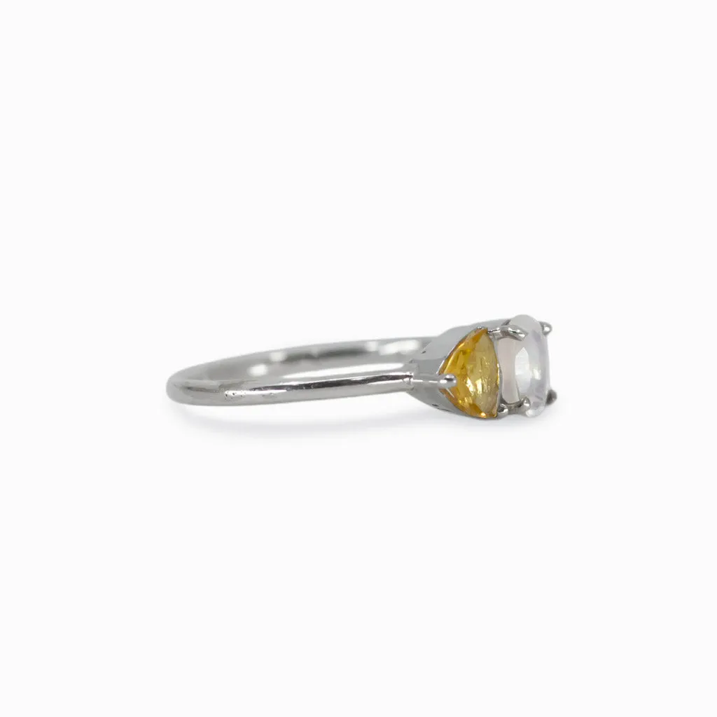 Citrine and Rainbow Moonstone Ring