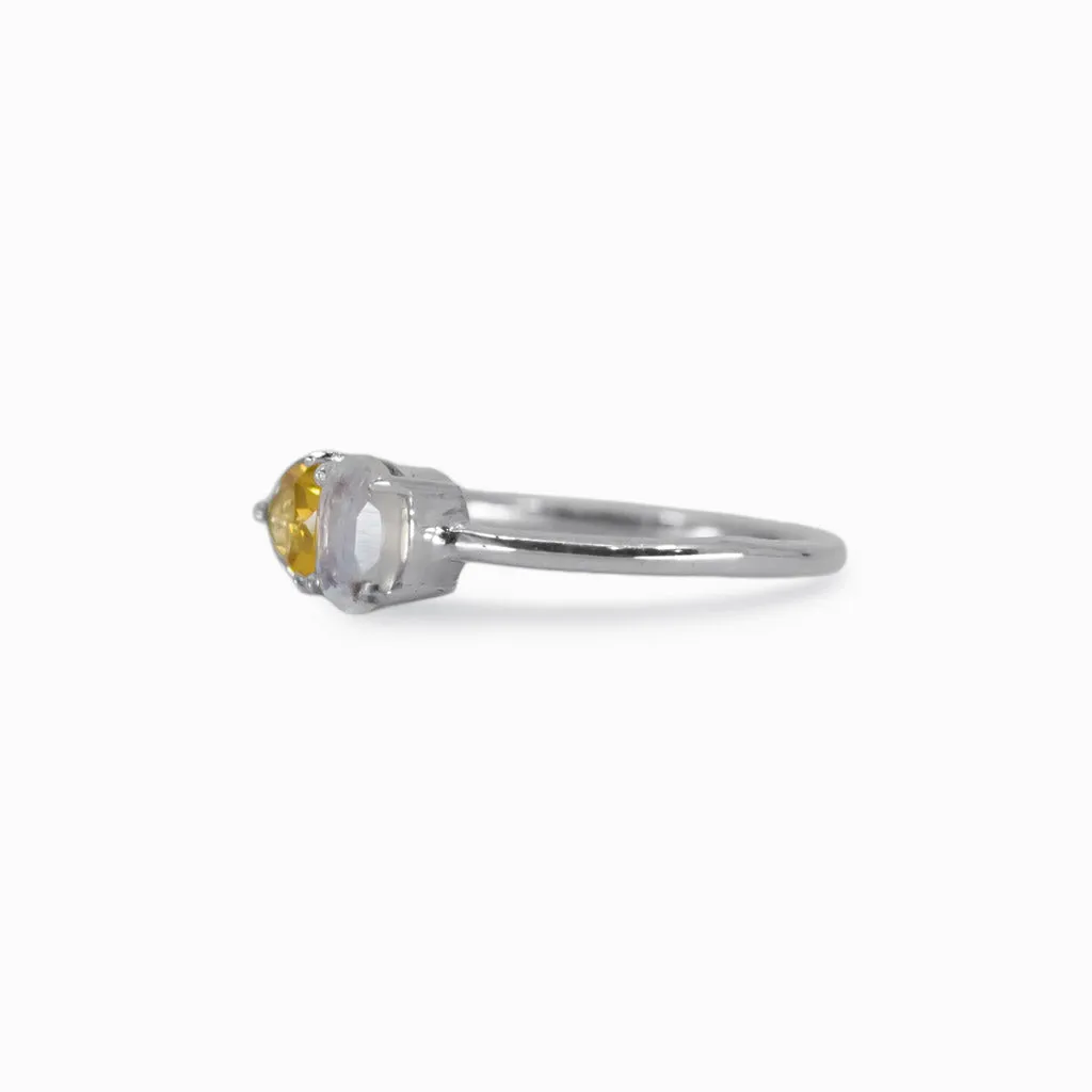 Citrine and Rainbow Moonstone Ring