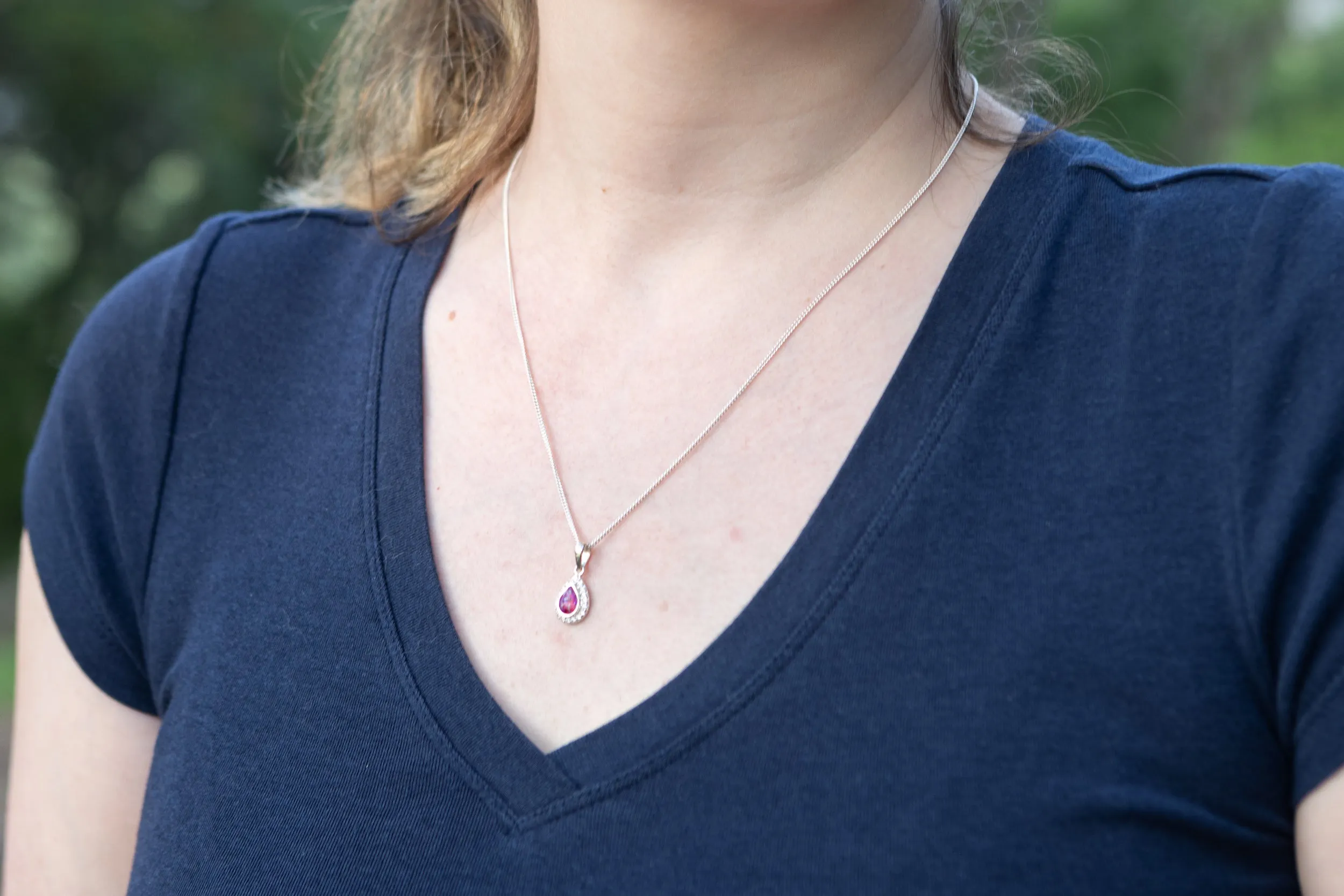 Dainty Bedazzled Drop Pendant with Cremation Ashes