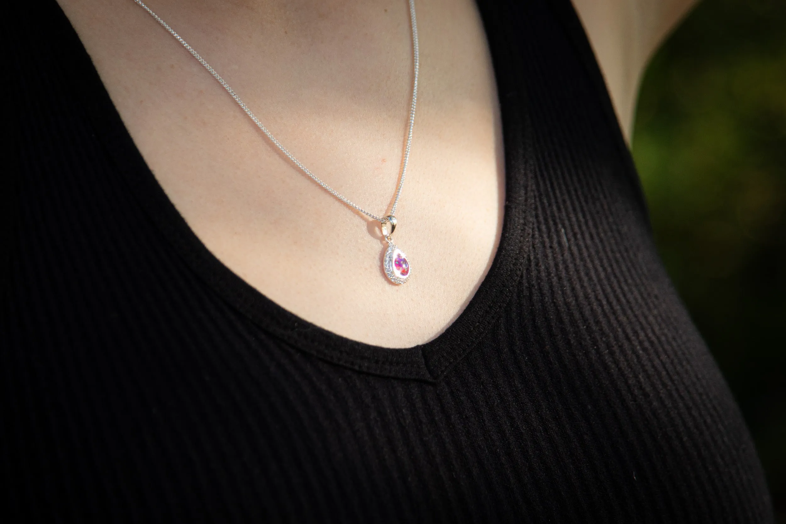 Dainty Bedazzled Drop Pendant with Cremation Ashes