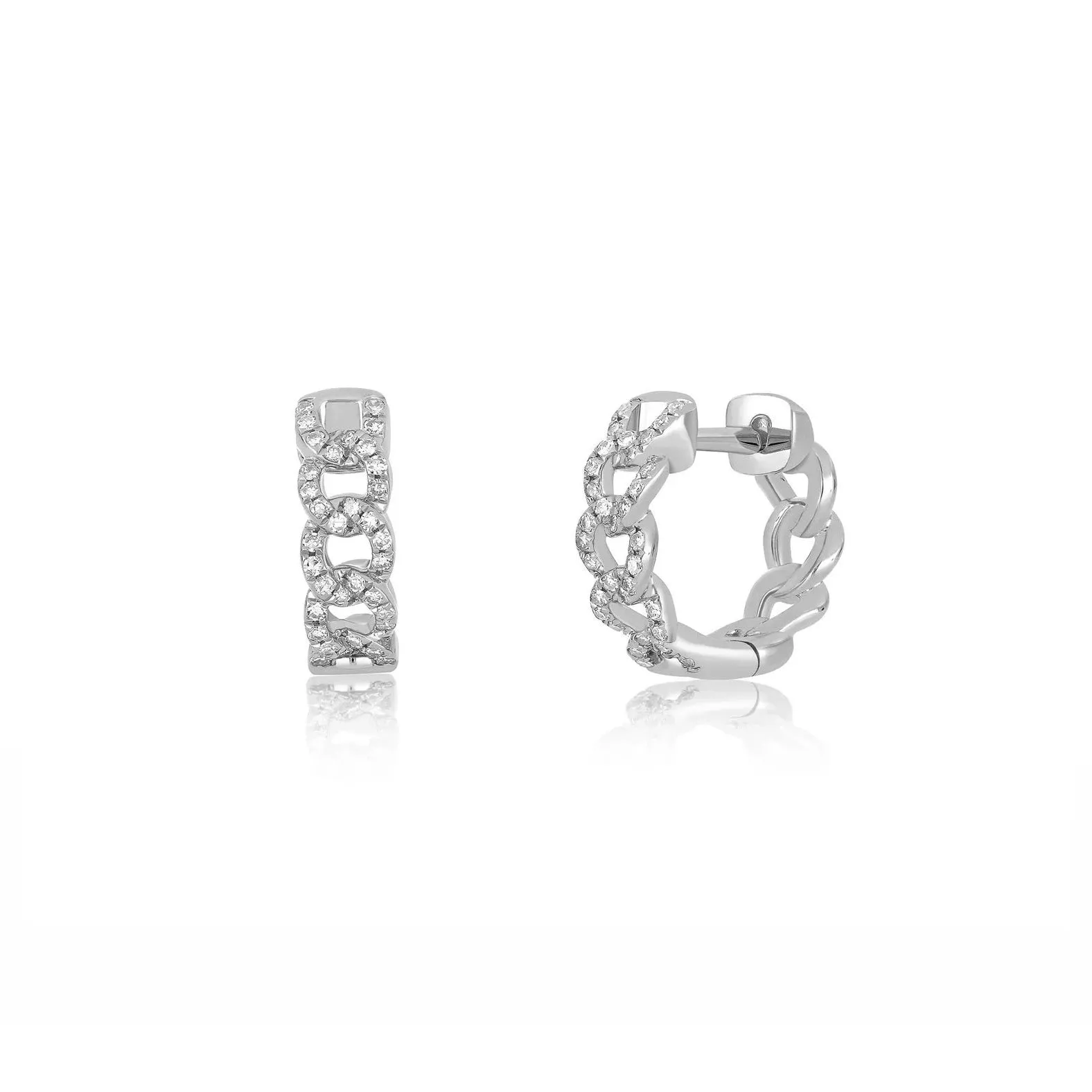 EF Collection - 14K Diamond Curb Chain Huggie Earrings