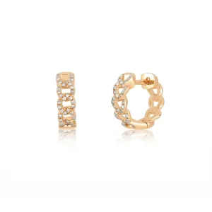 EF Collection - 14K Diamond Curb Chain Huggie Earrings