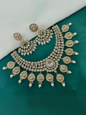 Elegant Bridal Diamond Look Kundan Polki Necklace Polki