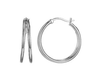 ELLE Sterling Silver "Simpatico" Double Hoop Earrings (SI5062)