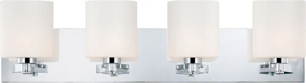 Embro 4 Light Vanity In Chrome and Oval White Opal Glass