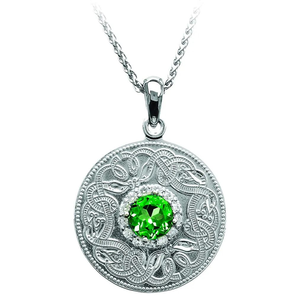 Emerald Celtic Warrior Necklace and Clear CZ Stones