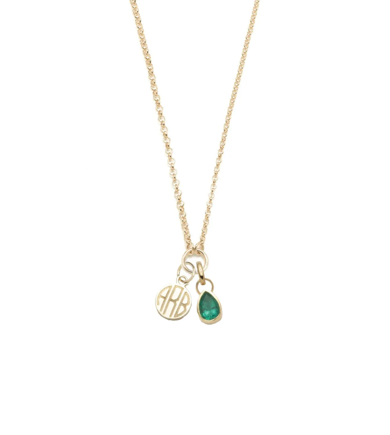 Engravable & Forever & Always a Pair : Emerald Fine Belcher Stationary Necklace