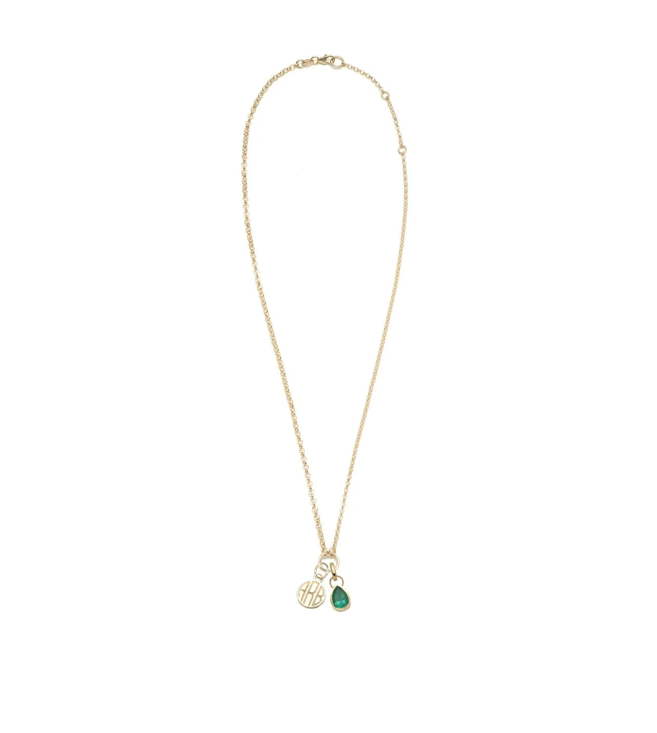 Engravable & Forever & Always a Pair : Emerald Fine Belcher Stationary Necklace