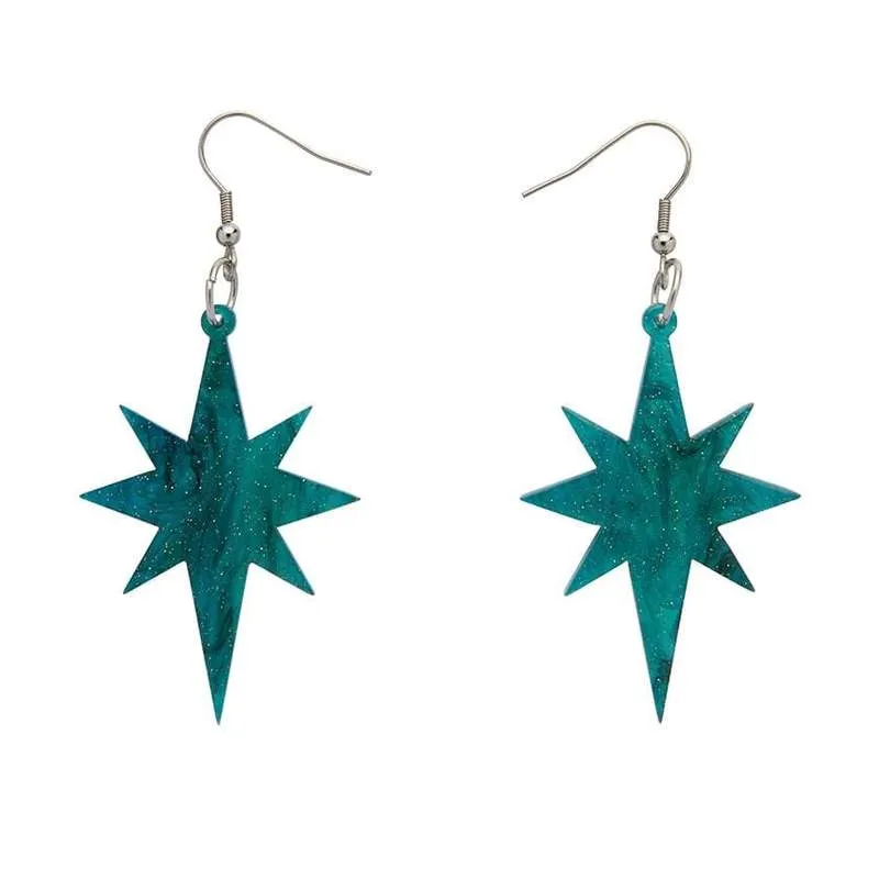 Erstwilder - Starburst Ripple Glitter Resin Drop Earrings - Emerald