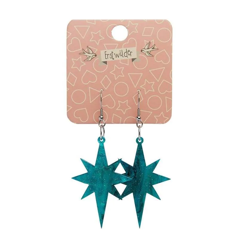 Erstwilder - Starburst Ripple Glitter Resin Drop Earrings - Emerald