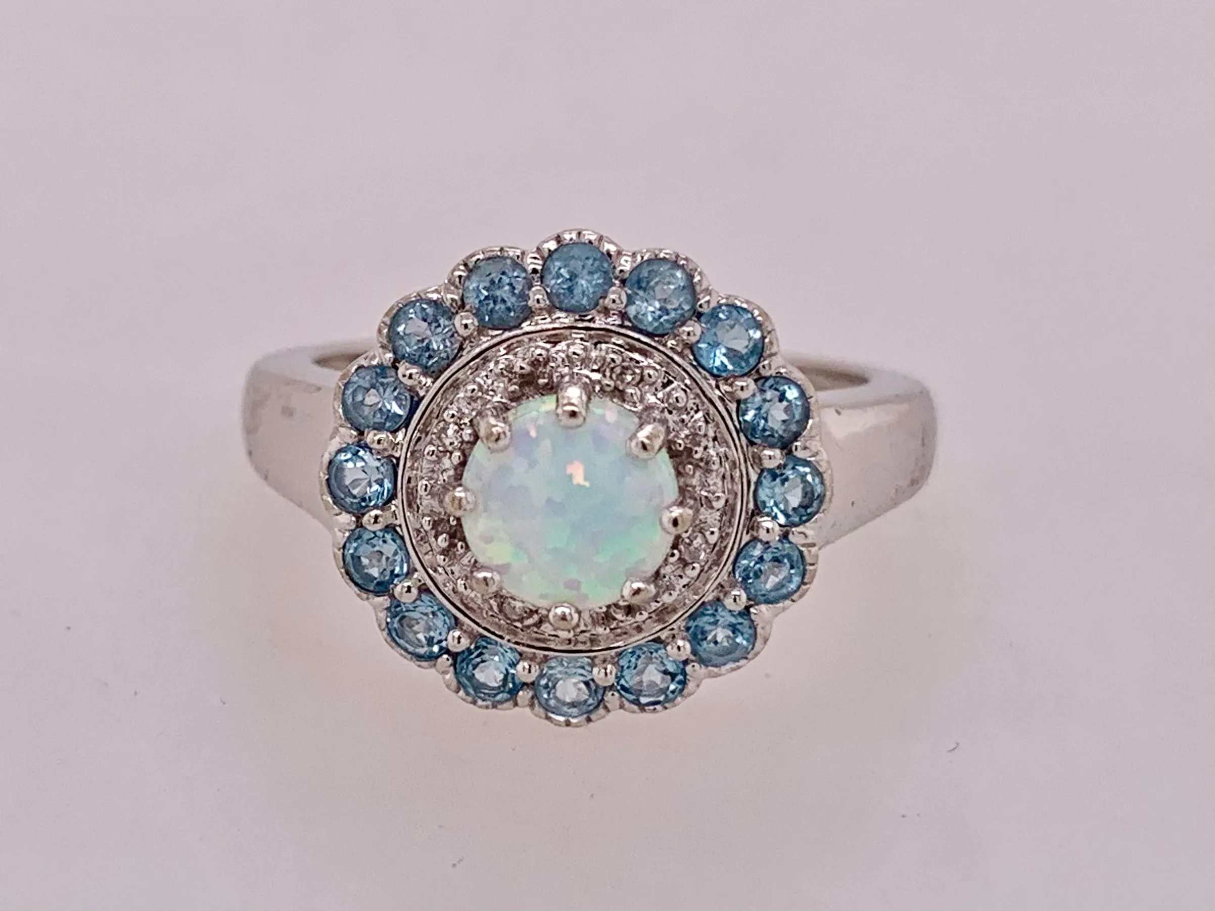 Estate Opal & Blue Topaz Ring