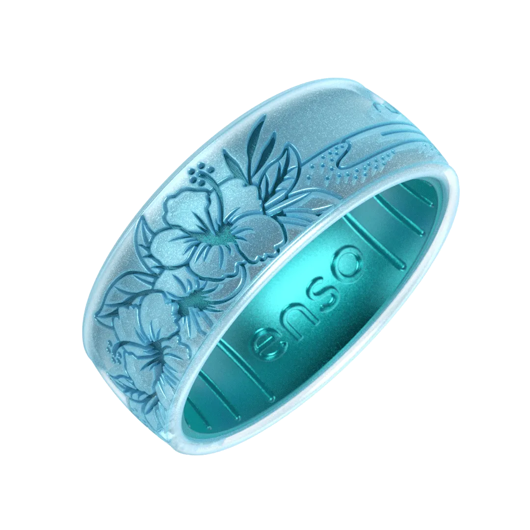 Etched Coastal Silicone Ring - Hibiscus Beach