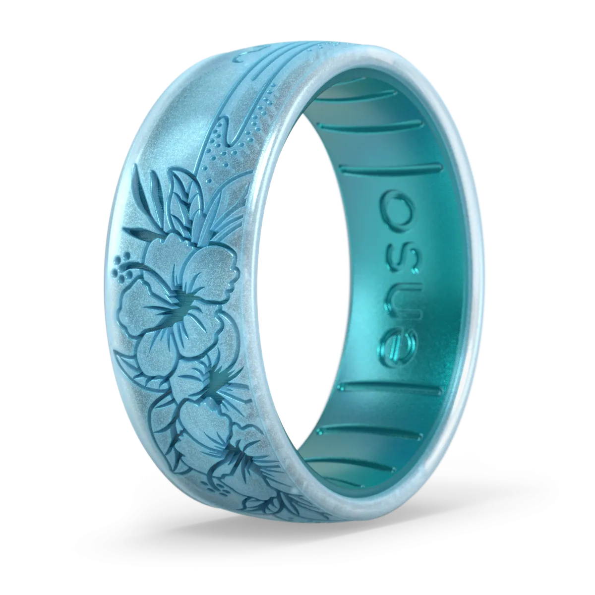 Etched Coastal Silicone Ring - Hibiscus Beach