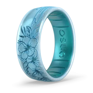 Etched Coastal Silicone Ring - Hibiscus Beach