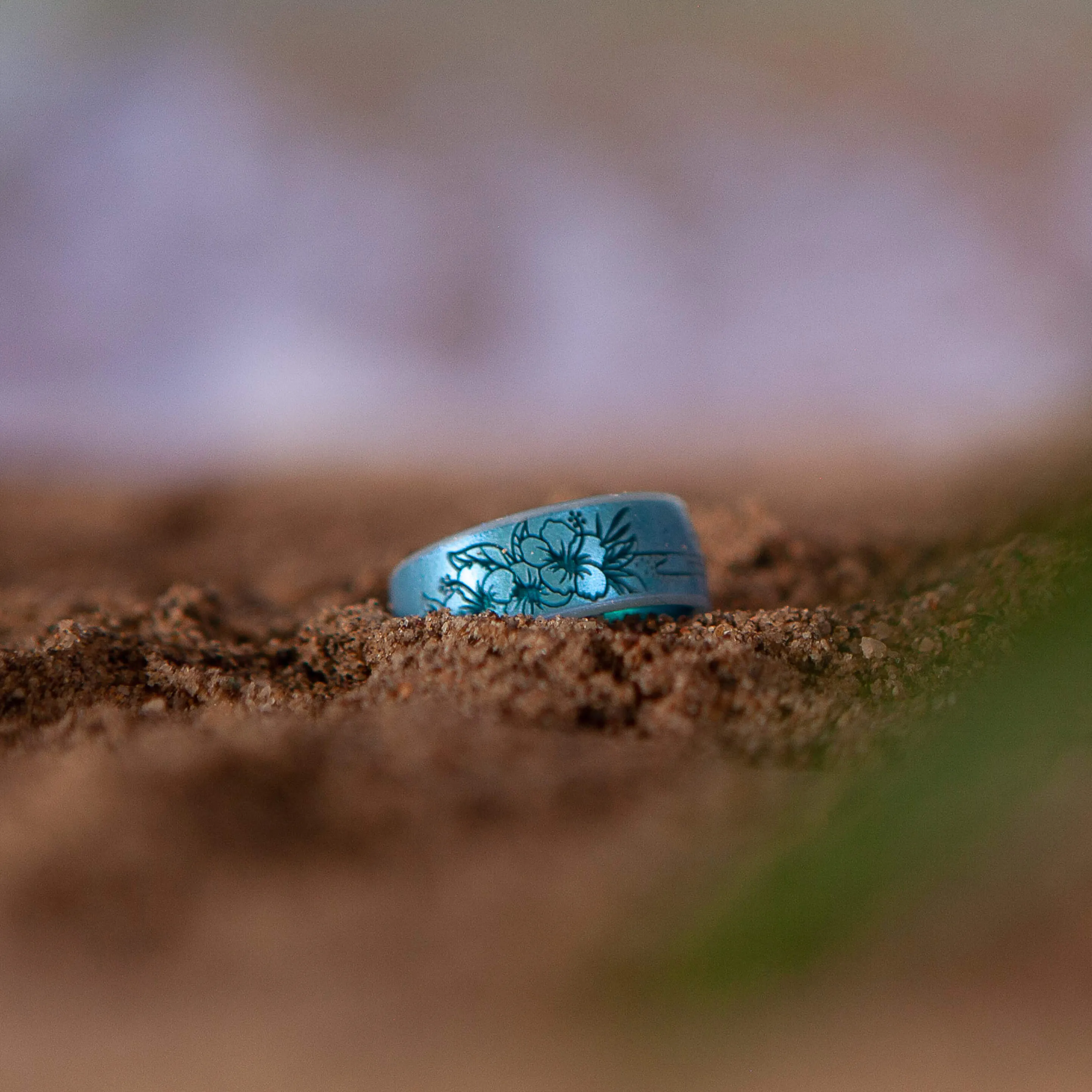 Etched Coastal Silicone Ring - Hibiscus Beach