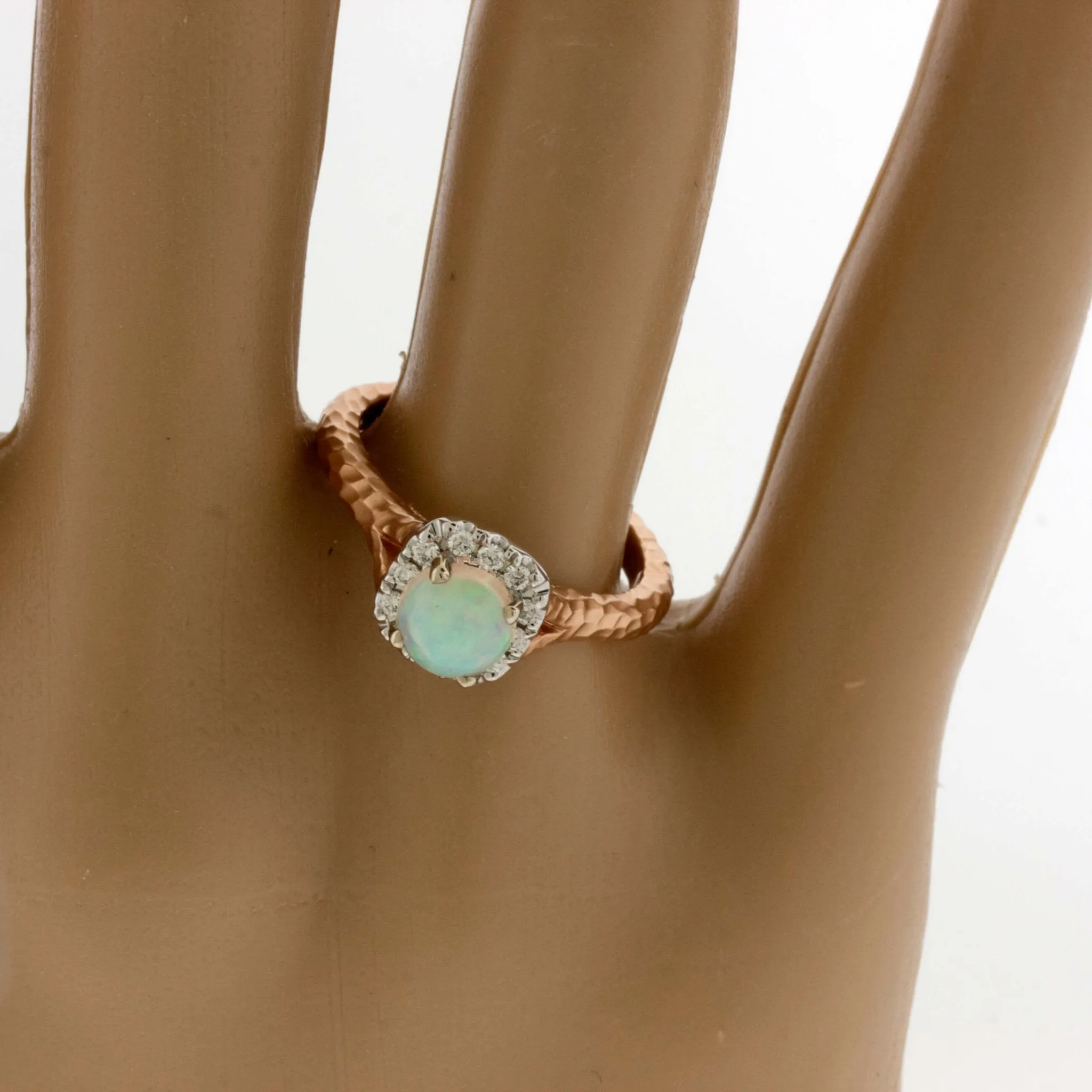 Ethiopian Opal and Diamond Halo Ring