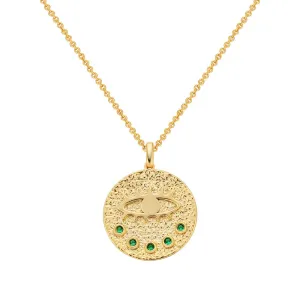 Evil Eye Emerald Gold Coin Pendant Necklace for Women KRKC&CO KEEP REAL KEEP CHAMPION