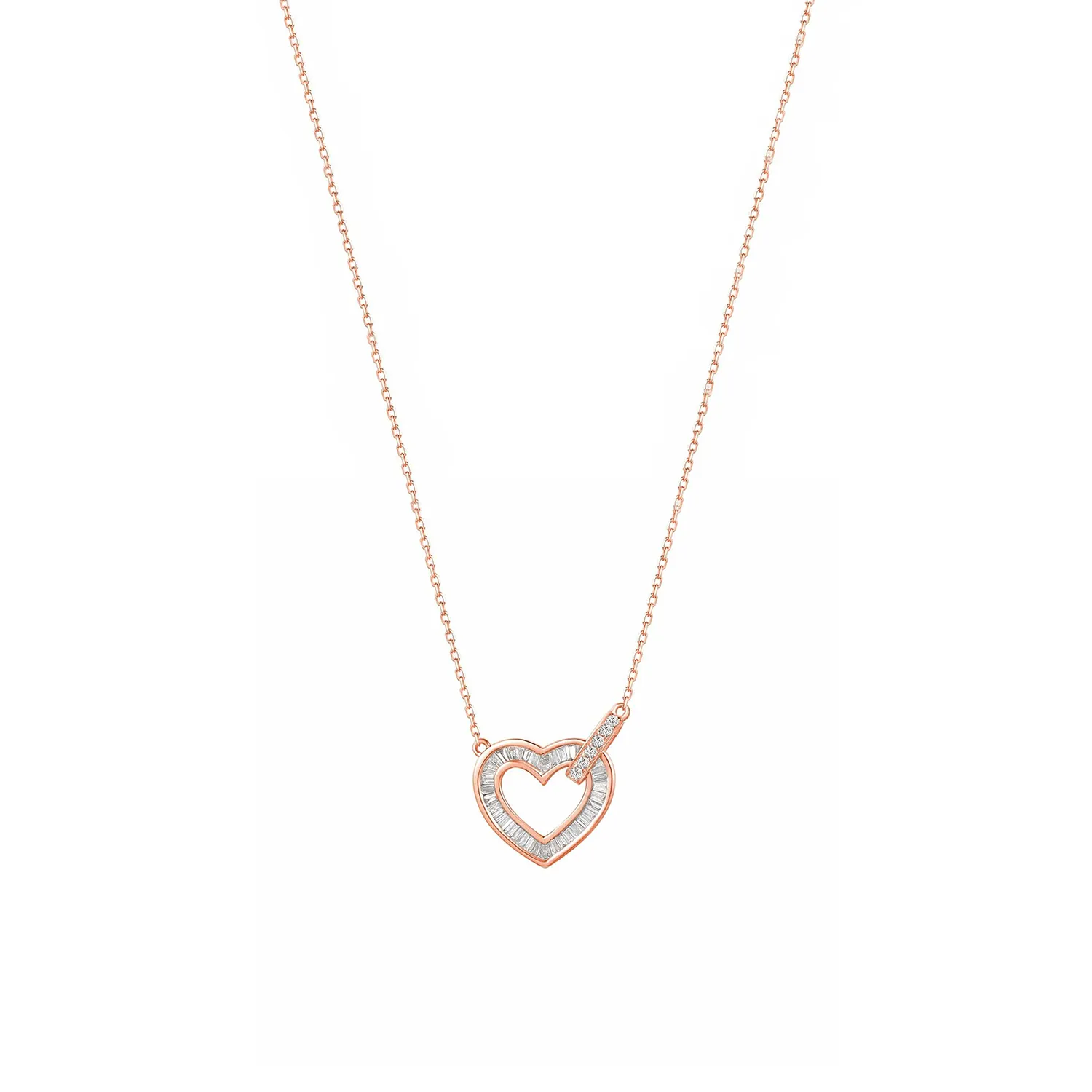 FANCIME Interlocking Open Heart Dainty 18K Gold Necklace