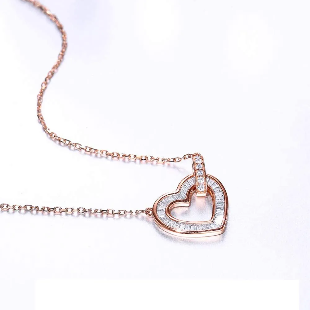 FANCIME Interlocking Open Heart Dainty 18K Gold Necklace