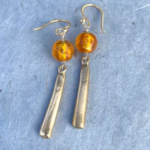 Fire Amber Serenity Earrings | Bronze