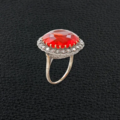 Fire Opal & Diamond Estate Ring