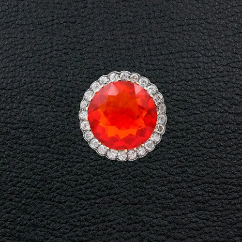 Fire Opal & Diamond Estate Ring