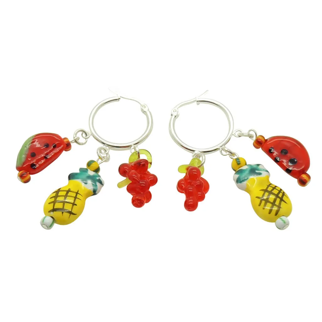 Frutta Fruity Charm Trio Mini Hoop Earrings