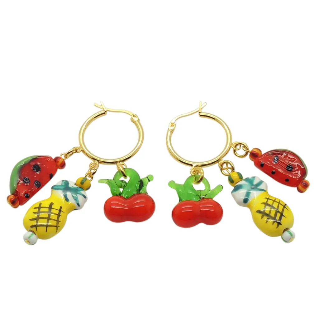 Frutta Fruity Charm Trio Mini Hoop Earrings