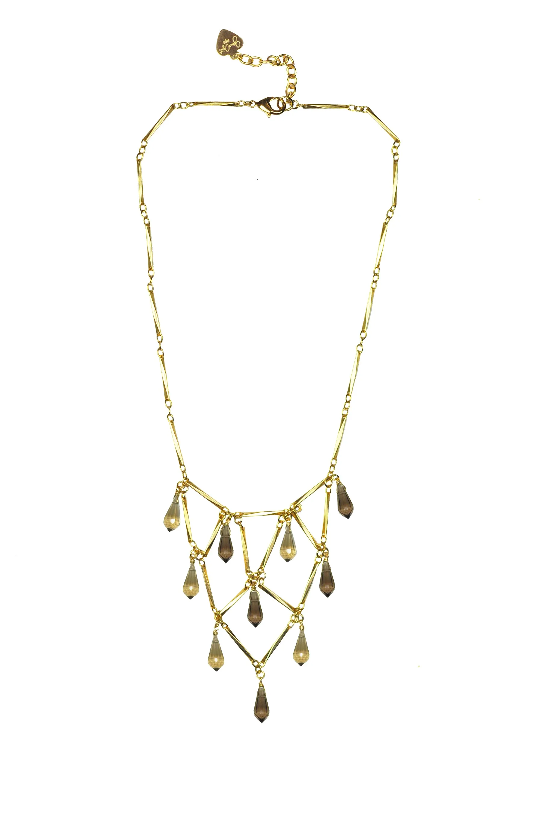 Gena Myint Smoky Topaz Droplet Bib Necklace